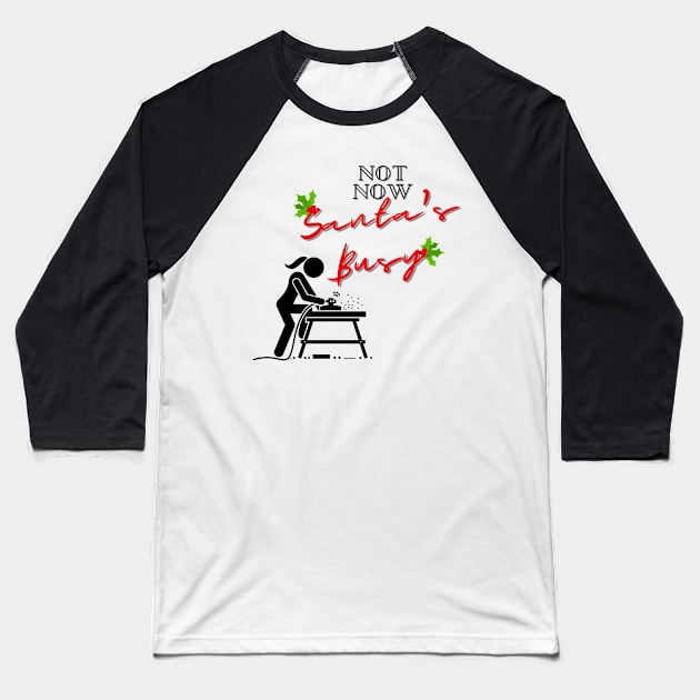 Santa's Busy Woodworking Baseball T-Shirt by Hofmann's Design